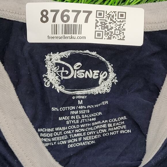 Disney Mickey-Mouse Ringer Shirt Womens XS/S 17x25 Navy-Blue - Picture 4 of 11